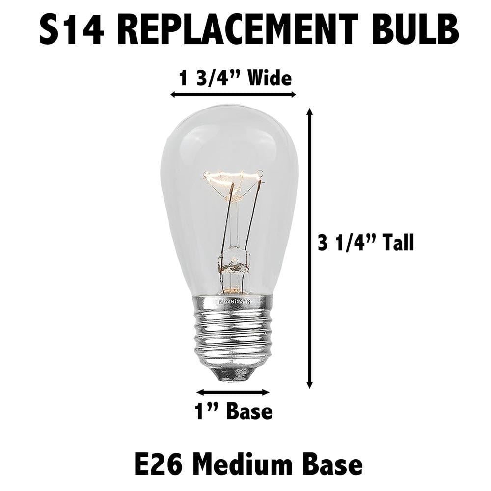 Novelty Lights Satin Warm White S14 Hanging LED String Light Flex Filament Glass Replacement Bulbs E26 Medium Base 1 Watt