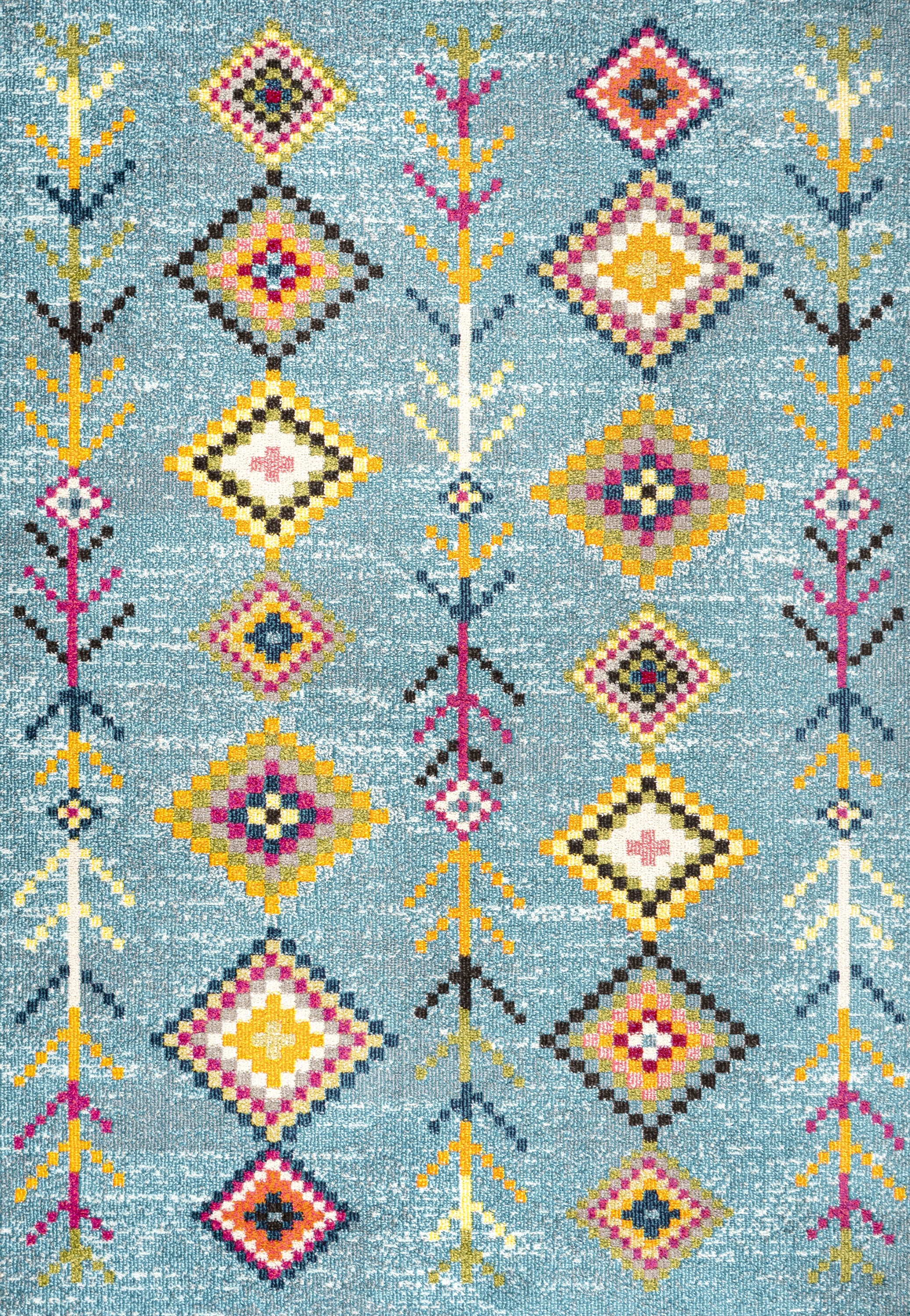 JONATHAN Y MOROCCAN HYPE 4 x 6 Area Rug, Tribal Love Geometric - Light Blue/Multi, MOH105D-4