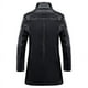 thumbnail image 3 of ZHAOCHENG Gabardina de cuero de lujo para hombre, chaqueta informal de cuero de negocios de un solo pecho, abrigo largo de PU negro, talla grande 4XL, 3 of 5