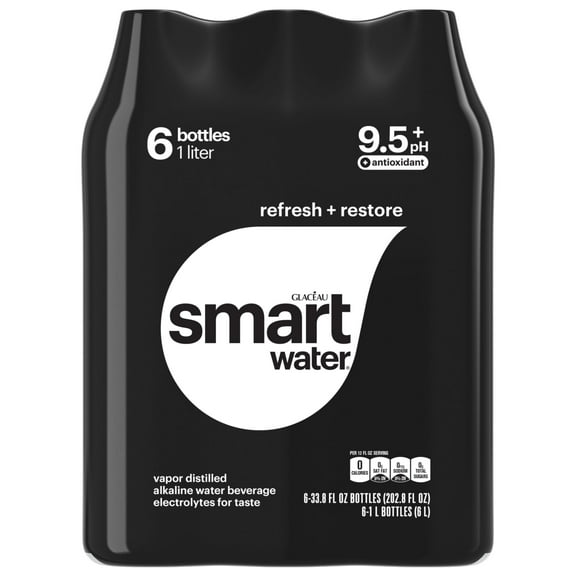 Smartwater alkaline with FEV6 antioxidant 1L 6pk