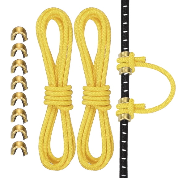 Uxcell Archery D Loop Rope, Bow String D Loop Rope with Brass Nock Points 10 ft & 2 Pcs & Yellow -Fitting for (Compound Bow Strings)