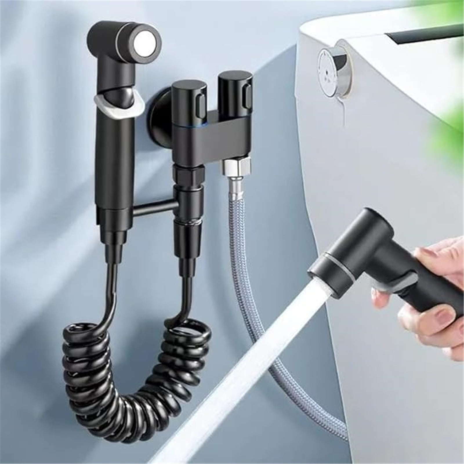Bathroom Refresh Wall Mount Faucet Spray Set A,Bathroom Fresh Wall Mounted Faucet Spray Set Langgi Toilet Companion 1 In 2 Out Control Handheld Bidet Sprayer