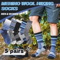 thumbnail image 3 of Calcetines Welwoos de lana merino térmicos para senderismo en invierno, 5 pares, 3 of 6