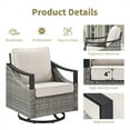 thumbnail image 5 of Planntonneo 3 Pieces Wicker Patio Furniture Sets-Swivel Rocker Chairs Set of 2 with Glass Side Table for Porch Deck Balcony Garden, Gray/Beige, 5 of 14