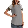thumbnail image 3 of DOPI Women's Leopard Print Color Matching Round Neck Long Sleeved Shirt Striped Casual Top Autumn T-shirt, 3 of 4