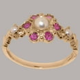 thumbnail image 2 of LBG British Made 9k Rose Gold Cultured Pearl & Ruby Womens Statement Ring - 33 size options - Size 6.75, 2 of 7