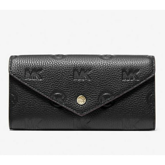 Michael Kors Women's Jet Set Travel Large Logo Embossed Leather Envelope Wallet Primrose 35F3GTVE7T-Pmrose
