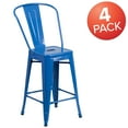 thumbnail image 3 of Flash Furniture Commercial Grade 4 Pack 24" High Blue Metal Indoor-Outdoor Counter Height Stool with Removable Back, 3 of 14