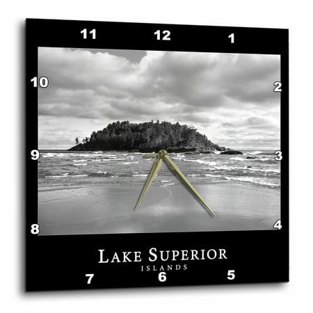 Michigan Three Light - 3dRose Lake Superior Islands 3 black and white photograph of rocky islands in Michigan, Wall Clock, 13 by 13-inch