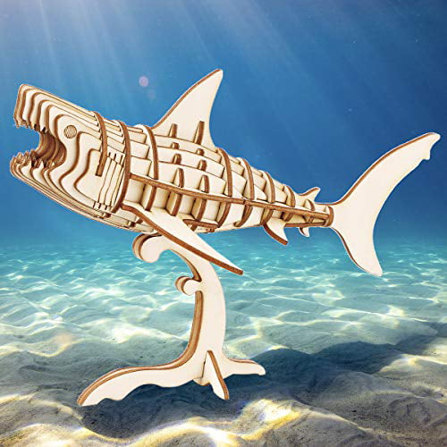Rolife Shark Wooden Puzzle for Kids craft kits for Kid Gifts for Boys and Girls 