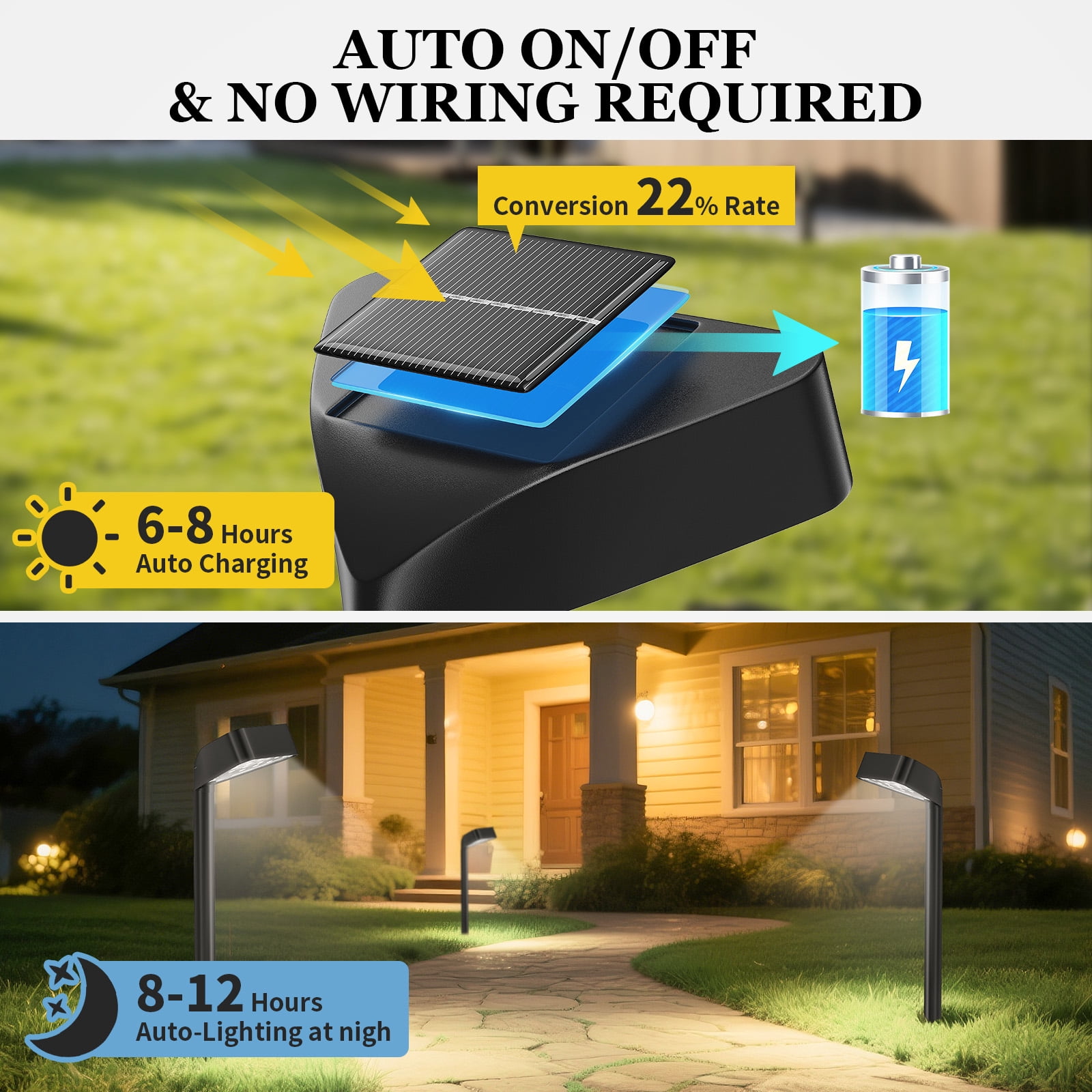 BLITZWILL Solar Pathway Lights Outdoor, 8 Pack Solar Landscape Path Lights,Bright Auto On/Off Waterproof,for Yard Patio Walkway Driveway Pathway,White