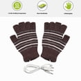 thumbnail image 4 of Manoplas de dedo completo unisex Guantes de punto eléctricos para exteriores (Café a rayas), 4 of 6