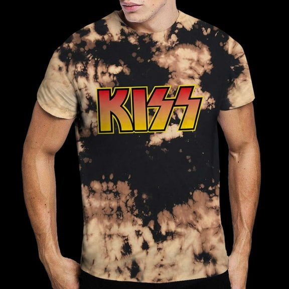 KISS Unisex T-Shirt Classic Logo (Wash Collection) (Large)