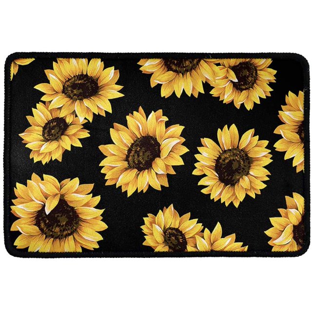 Indoor Doormat Front Door Mat Non Slip Rubber Backing Super Absorbent Mud Snow Dirts Mats Entrance Door Rug Shoes Mat Machine Washable Carpet - Welcome Yellow Sunflower, 15.7 x 23.6 Inch