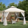 thumbnail image 2 of Outsunny Pavillon de Terrasse 10 Pieds x 10 Pieds, Auvent de Pavillon Extérieur, Blanc, 2 of 9