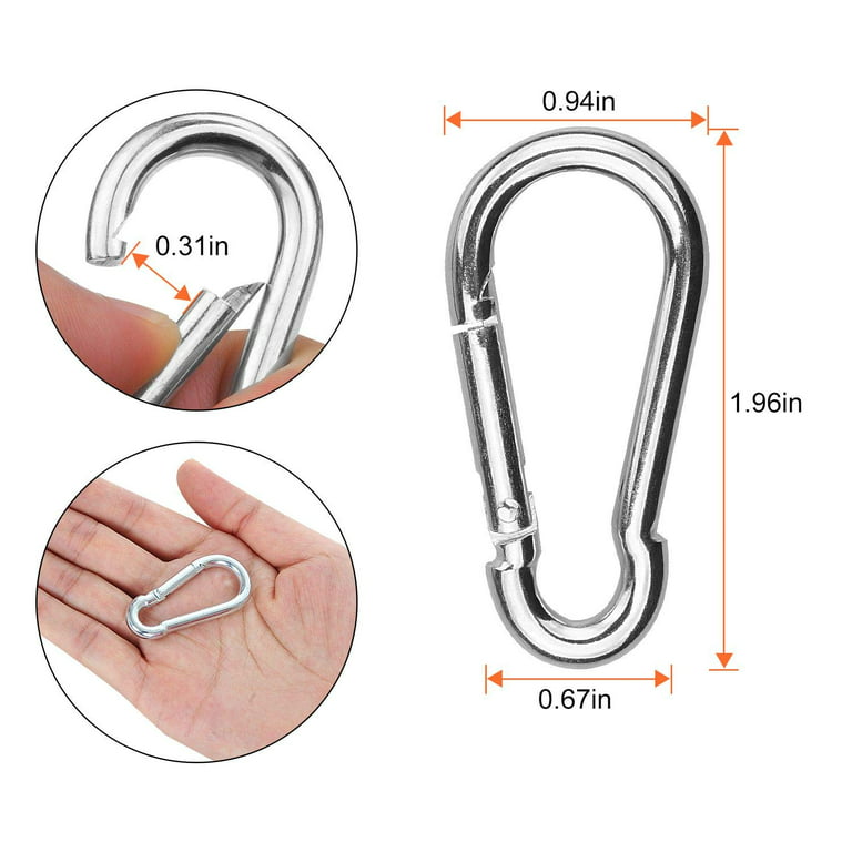 50 Pack Spring Snap Hook, Carabiner Clip Galvanized Steel, Silver Quick  Link Clip Keychain for Camping, Hiking, Outdoor and Gym, Small M5 Carabiners  for Dog Leash & Harness 