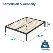 Zinus Mia 14 Metal Platform Bed Frame أسود ، بالغ ، كامل
