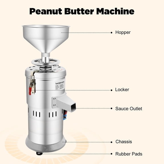 Peanut Butter Machine, Aluminum Alloy & Stainless Steel, 15kg/h Capacity For Grinding Various Dry Materials, Suitable For Home And Commercial Use