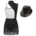 thumbnail image 3 of YONGHS Womens Sleeveless Latin Jazz Dance Leotard Tuxedo Bodysuit Dress With Hat Silver XXL, 3 of 7