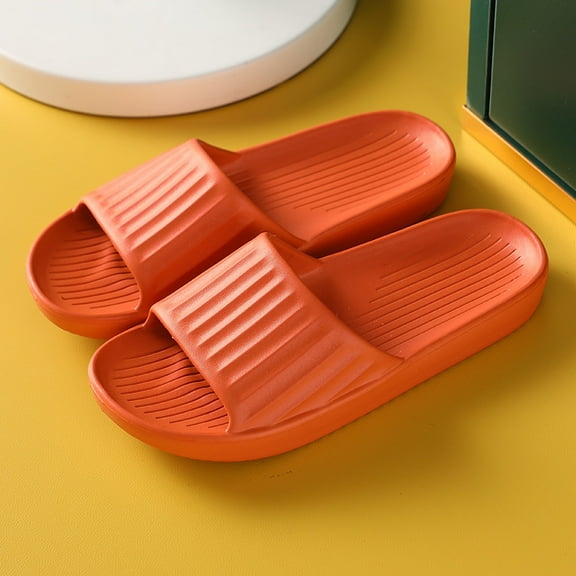 Nvzi-a Slippers for Women and Men Non Slip Quick Drying Shower Slides Bathroom Sandals ，Ultra Cushion ，Thick Sole（Size：40-41，Orange）