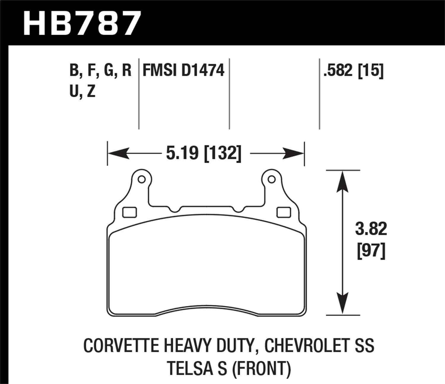 Hawk 15-17 Chevy Corvette Z06 HPS 5.0 Front Brake Pads Fits select: 2013 CADILLAC XTS, 2014 CHEVROLET CORVETTE