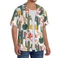 thumbnail image 2 of Logiee Summer Cactus With Blooming Print Men's Button Down Shirts Short Sleeve, Summer Beach Shirts,Vacation Wedding Shirts,Men's Casual Button-Down Shirts with Pocket-X-Large, 2 of 5