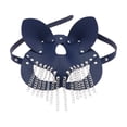 thumbnail image 1 of Pompon en Métal pour Femmes en Cuir PU pour Performance sur Scène, Jeu de Rôles, Bleu Foncé, 1 of 7