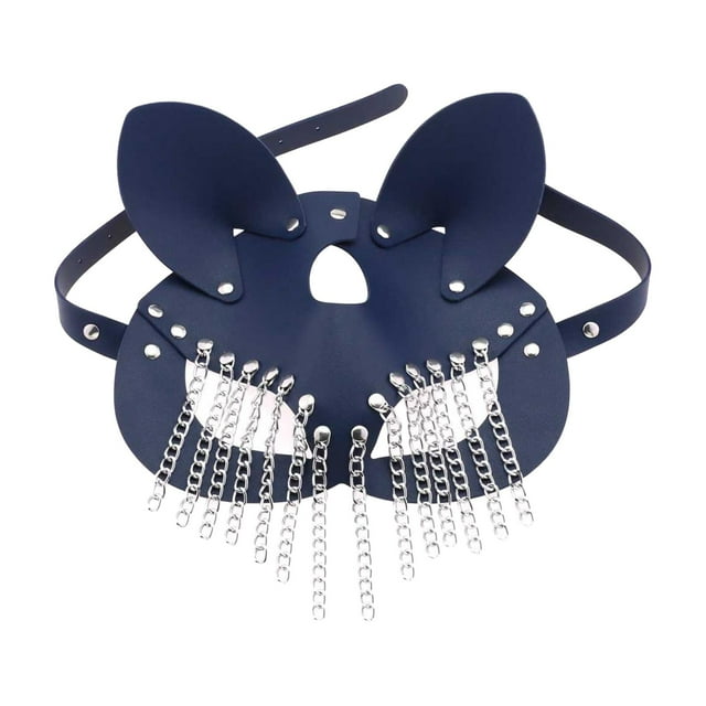 Pompon en Métal pour Femmes en Cuir PU pour Performance sur Scène, Jeu de Rôles, Bleu Foncé