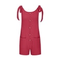 thumbnail image 5 of REORIAFEE Women's Short Overalls Summer Casual Square Collar Sleeveless Romper Solid Color Sling Work Jumpsuit for Women Double Pocket Bib Jumpsuit Loose Suspender Jumpsuit Red XXL, 5 of 7