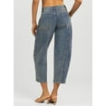 thumbnail image 3 of Jessica Simpson Women's and Women's Plus Cherry Cropped Patchwork Barrel Jeans, 26" Inseam, Sizes 2-24W, 3 of 6