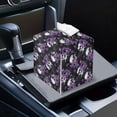 thumbnail image 7 of Psesaysky Waterproof Tissue Box Holder, Square PU Leather Tissue Box Cover, Purple Rose Skull Decorative Facial Paper Organizer Dispenser for Bathroom, Night Stands, Desk, 5.1X5.1X5.5'', 7 of 7