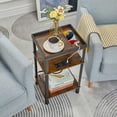thumbnail image 5 of ZEXVIDA Side Table with Charging Station for Small Spaces, 3-Tier End Table with USB Ports & Power Outlets, Narrow End Table Bedside Table Nightstand with Metal Tabletop Tray Storage (Rustic Brown), 5 of 9