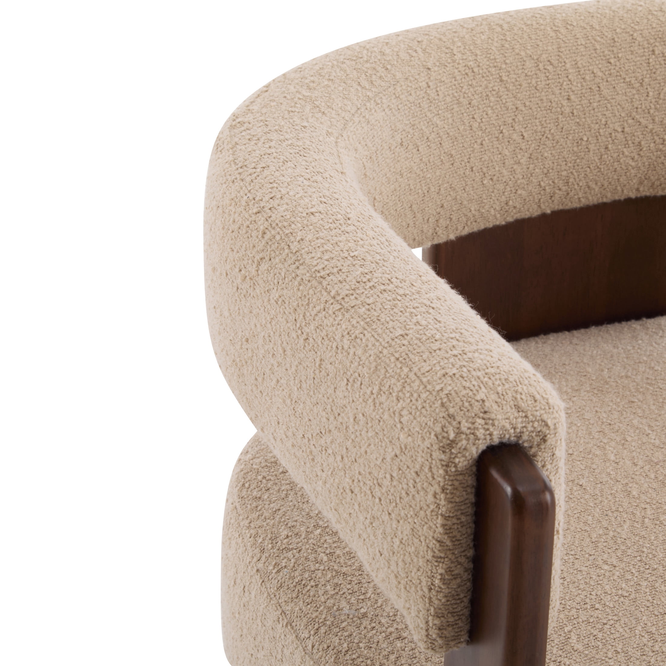 Christopher Knight Home Modern Boucle Upholstered Accent Armchair with Barrel Back, Wood Legs, Light Camel, Set of 2