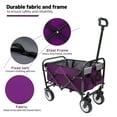 thumbnail image 4 of DreamBuck Collapsible Foldable Wagon Cart with Strapping System, 250LBS Weight Capacity All-Terrain 360° Wheels Utility Cart for Beach, Camping, Shopping, Sports, Gardening, and Fishing, Purple, 4 of 8