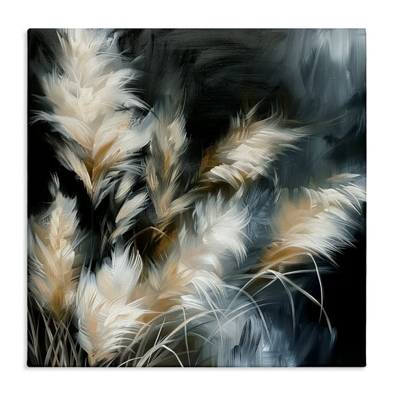 Stupell Industries Feathery Windblown Wheat Plants & Flowers Painting Wrapped Canvas Art Print Wall Art, 17 x 17
