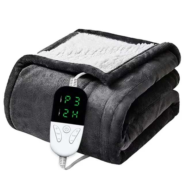 Manta eléctrica, manta de franela, colchón de invierno, lavable a máquina, doble capa, Control de temperatura, manta calentada más cálida