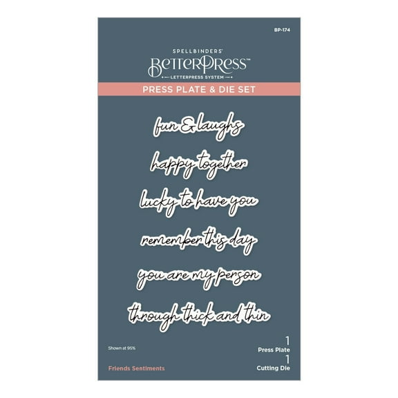 Spellbinders BetterPress Press Plate & Die Set-Friends Sentiments