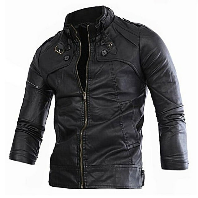 DecSea Veste en Cuir pour Hommes-Automne Hiver Veste de Motard Vintage