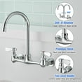 thumbnail image 2 of AWZTOO Wall Mount Kitchen Faucet 8 Inch Center Commercial Double Handle Kitchen Sink Faucet Polished Chrome Laundry Restaurant Bar Tap, 2 of 5