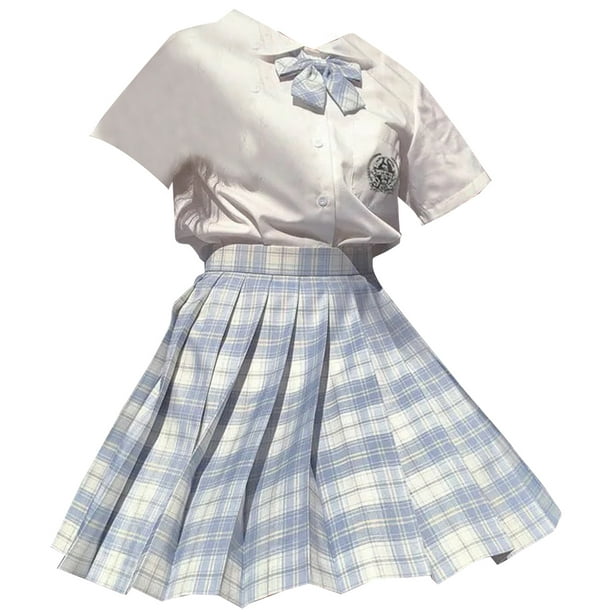 Koszal Plaid Skirt College Style with Skirt Belt Colorful Women School  Uniform Skirts for School 