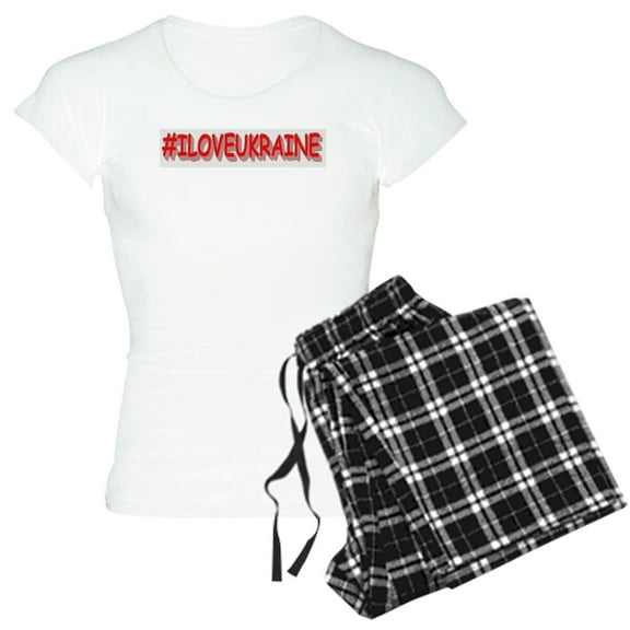 CafePress - #I LOVE UKRAINE Design. Buy Now Pajamas - Women's Short Sleeve Print T-Shirt and Pants Light Cotton Pajama Set