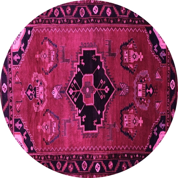 Ahgly Company Indoor Round Persian Pink Traditional Area Rugs, 3' Round