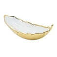 thumbnail image 2 of Ceramic Leaf Shaped Decorative Bowl in White & Gold - 18.5" x 7" x 6", 2 of 10