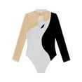 thumbnail image 4 of YEAHDOR Kids Girls Ballet Leotard Long Sleeve Rhinestones Figure Skating Performance Bodysuit Dancewear Black&Gold 4, 4 of 5
