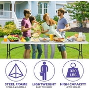NiamVelo Folding Table 8 ft Heavy Duty Foldable Table Camping Working Table Indoor Outdoor Plastic Table Utility Party Dining Table with Lock Function, White