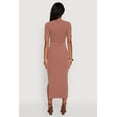 thumbnail image 4 of Womens Ribbed Knit Side Ruch Side Slit Midi Dress, 4 of 4