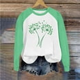 thumbnail image 4 of Women's St Patricks Day Plus Size Sweatshirt Long Sleeve Festival Print Color Block Crewneck Loose Casual Tops (4XL, Green), 4 of 5