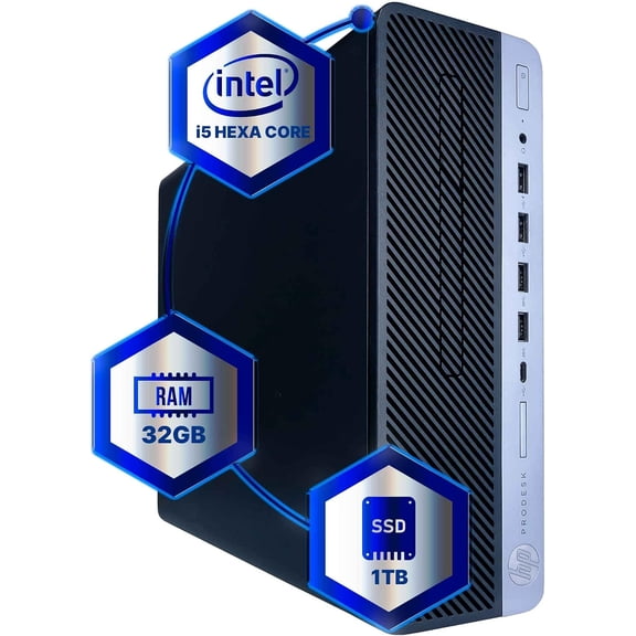Restored HP Desktop PC, Core i5-8500, 32G RAM, 1TB SSD, Windows 11