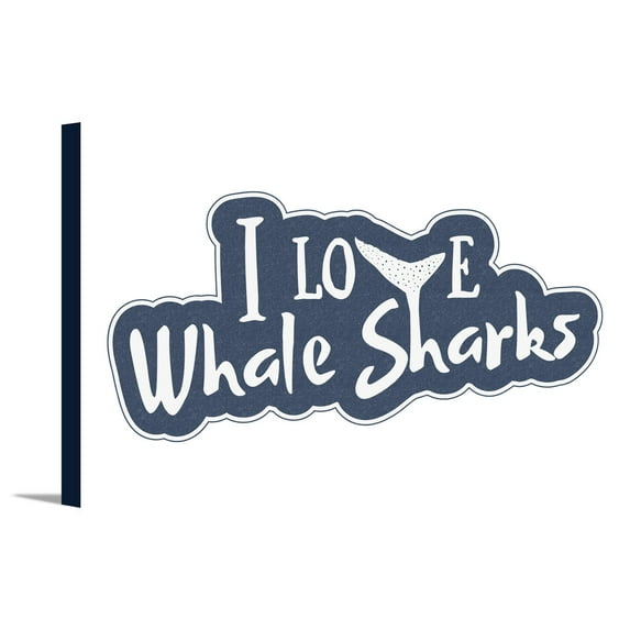 I love Whale Sharks - Die Cut Sticker Style - Lantern Press Artwork (24x16 Gallery Wrapped Stretched Canvas)