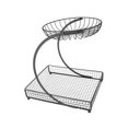 thumbnail image 3 of Cesta de fruta de hierro, cesta de almacenamiento, frutero, soporte para verduras, construcción de alambre multicapa, adecuada para cocina, mesa de co Negro 2 capas, 3 of 8